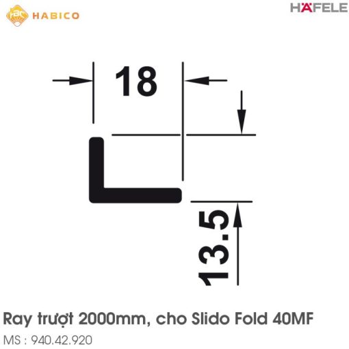 Ray Trượt Trên 2000mm Cho Slido Fold 40MF Hafele 940.42.920