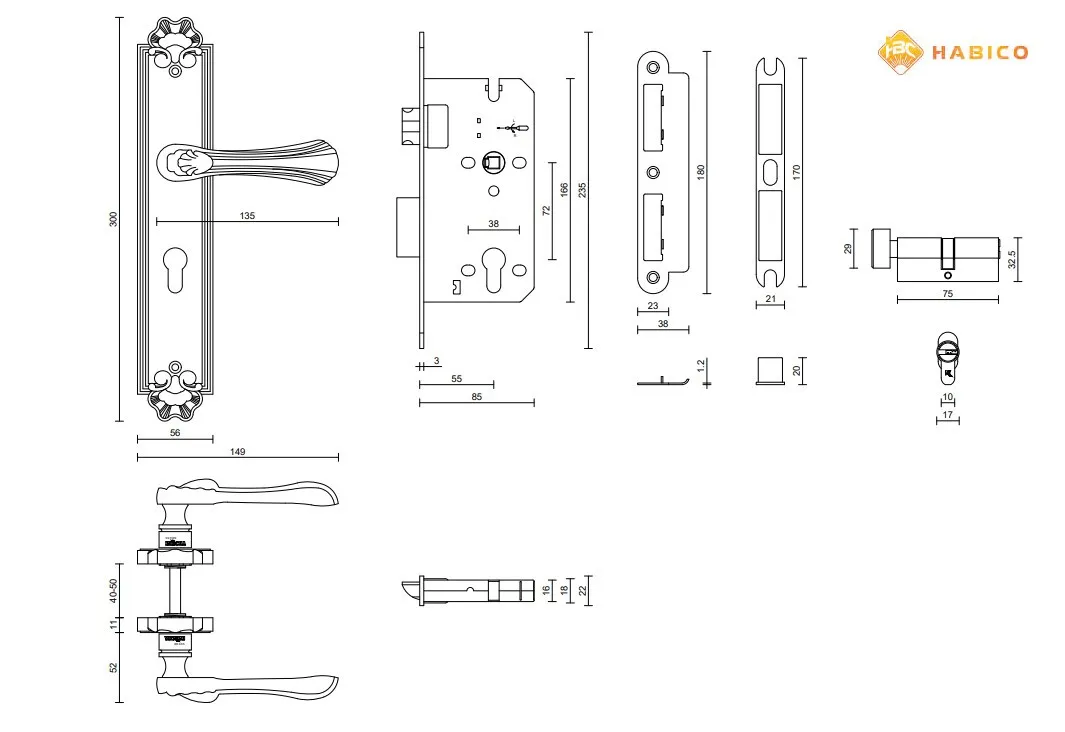 Thông số Khóa cửa nẹp VICKINI 38505.101