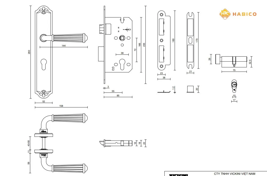 Thông số Khóa cửa phân thể VICKINI 38538.101