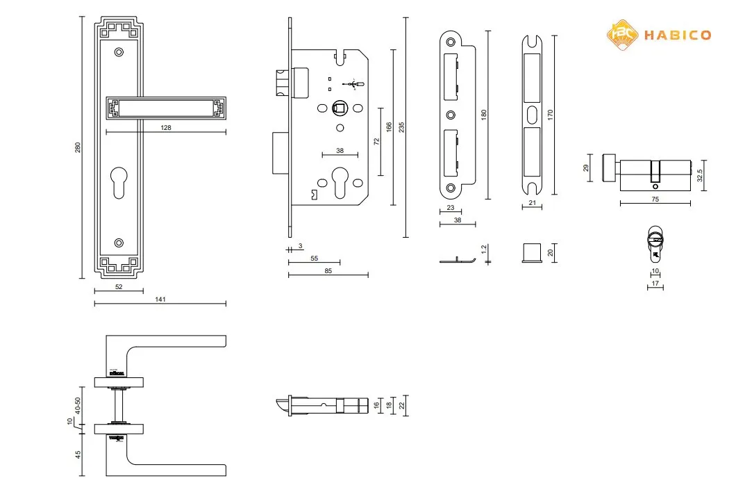 Thông số Khóa cửa phân thể VICKINI 38578.101