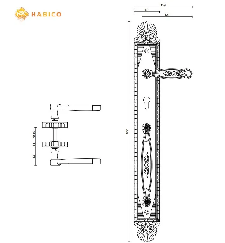 Thông số Tay khóa cửa đại sảnh VICKINI 38602.001