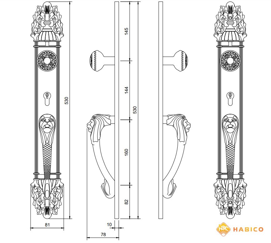 Thông số Tay khóa cửa đại sảnh VICKINI 39501.004