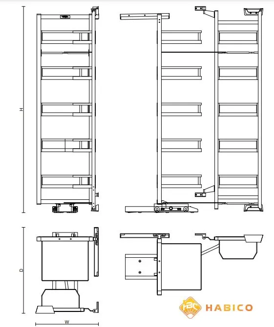 Thông số kệ 5 tầng VICKINI 14505 GRPR