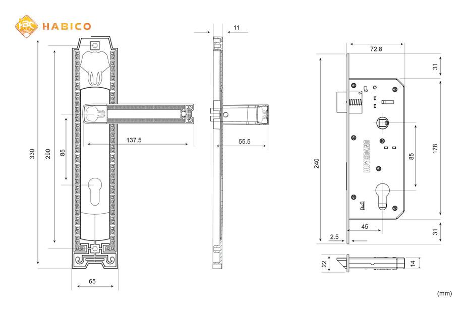 Thông số kỹ thuật Khóa tay nắm EX 8528 Đại