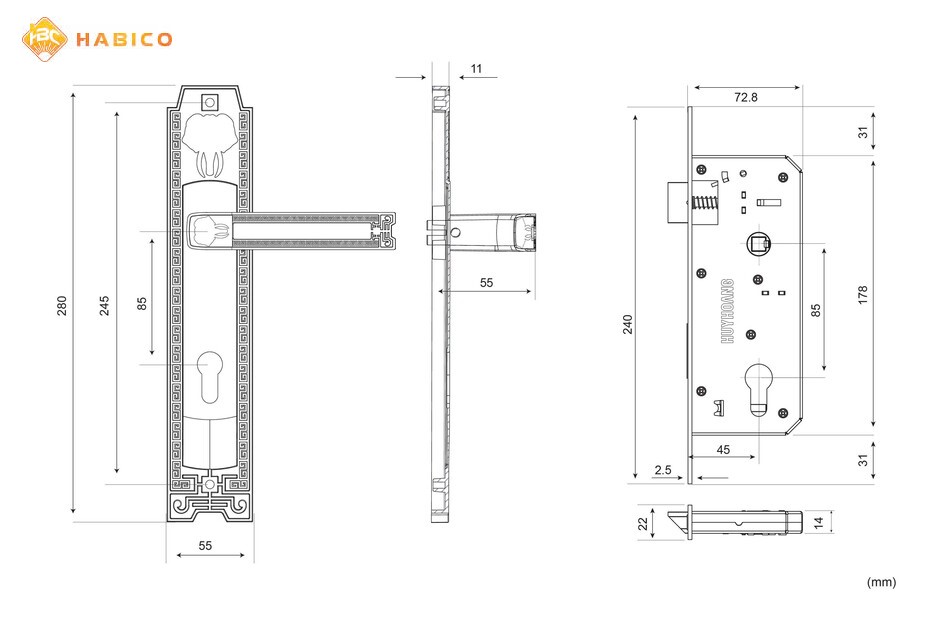 Thông số kỹ thuật Khóa tay nắm EX 8528