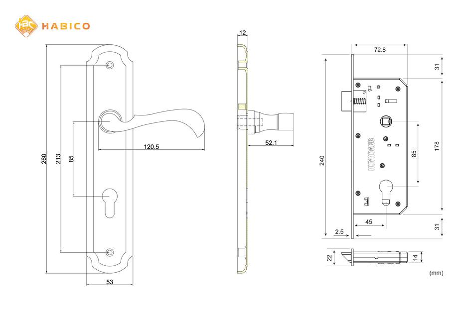 Thông số kỹ thuật Khóa tay nắm EX 8535 VĐ