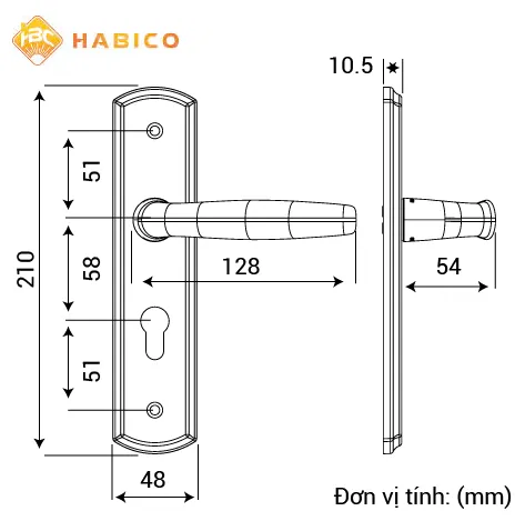 Thông số kỹ thuật Khóa tay nắm HC 5866 PVD Gold