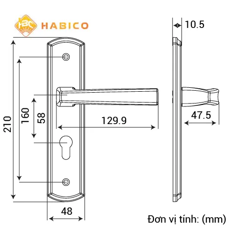 Thông số kỹ thuật Khóa tay nắm HC 5868 PVD Gold