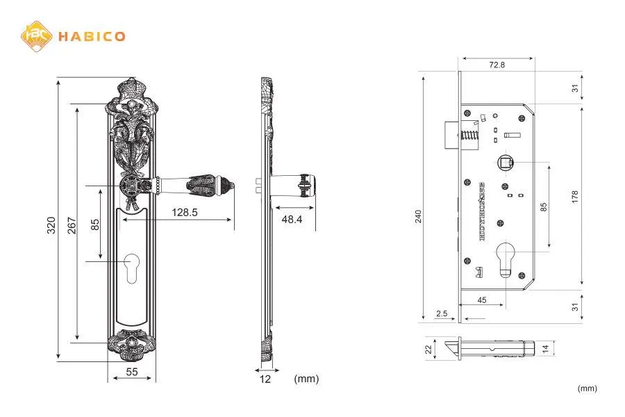 Thông số kỹ thuật Khóa tay nắm HC 8524