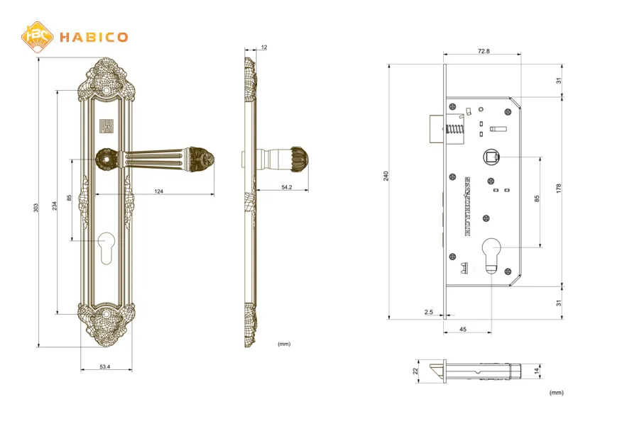 Thông số kỹ thuật Khóa tay nắm HC 8526