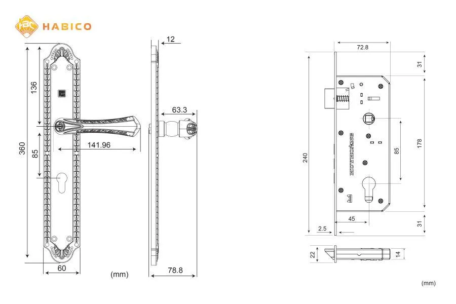 Thông số kỹ thuật Khóa tay nắm HC 8561 Đại