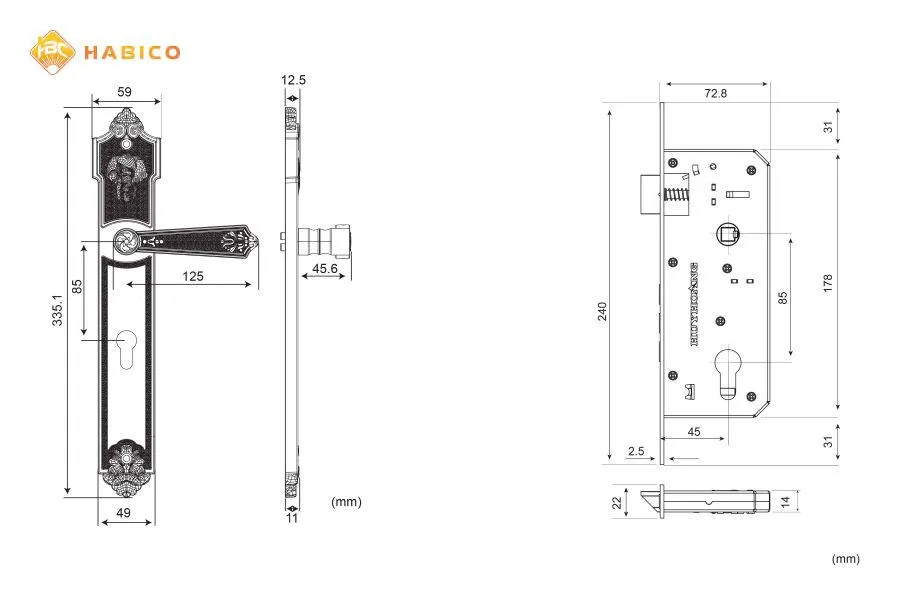 Thông số kỹ thuật Khóa tay nắm HC 8562