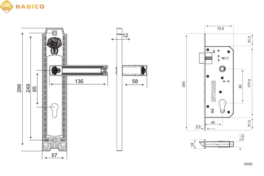 Thông số kỹ thuật Khóa tay nắm HCP 8528