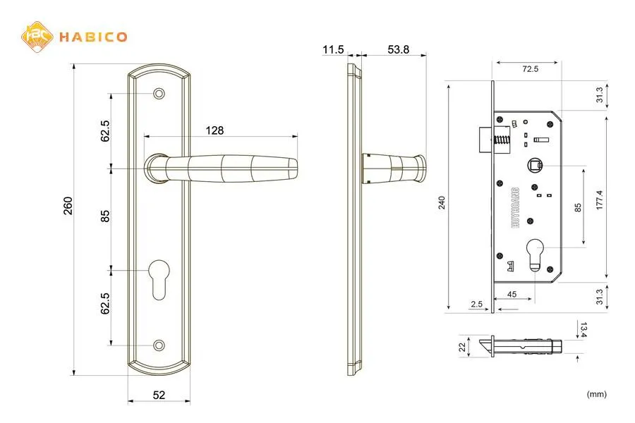 Thông số kỹ thuật Khóa tay nắm HCX 8566