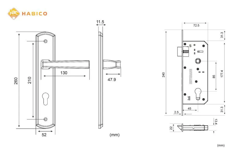 Thông số kỹ thuật Khóa tay nắm HCX 8568