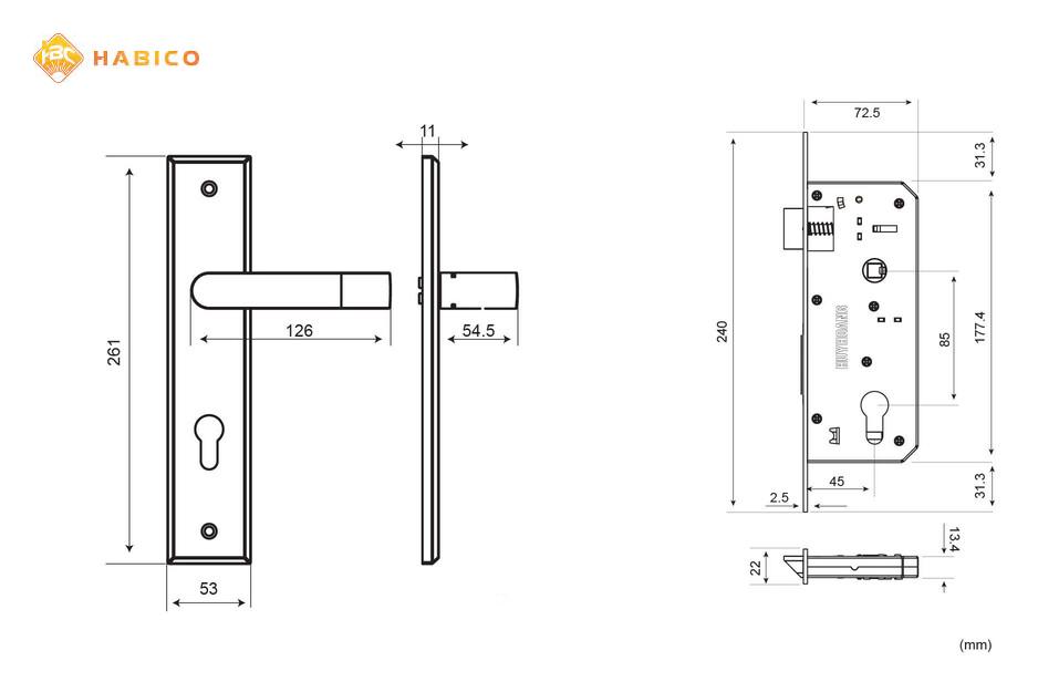 Thông số kỹ thuật Khóa tay nắm SS 8510