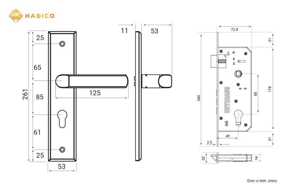 Thông số kỹ thuật Khoá tay nắm SS 8533