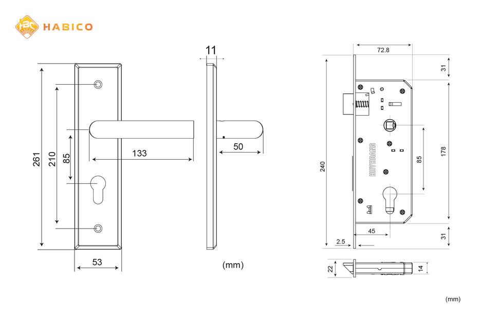 Thông số kỹ thuật Khóa tay nắm SS 8534