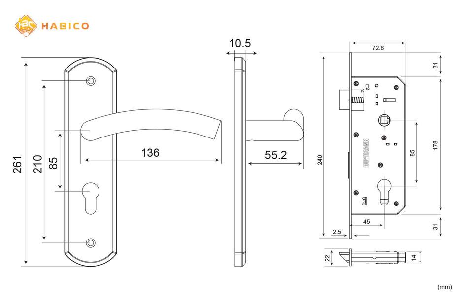 Thông số kỹ thuật Khoá tay nắm SS 8537