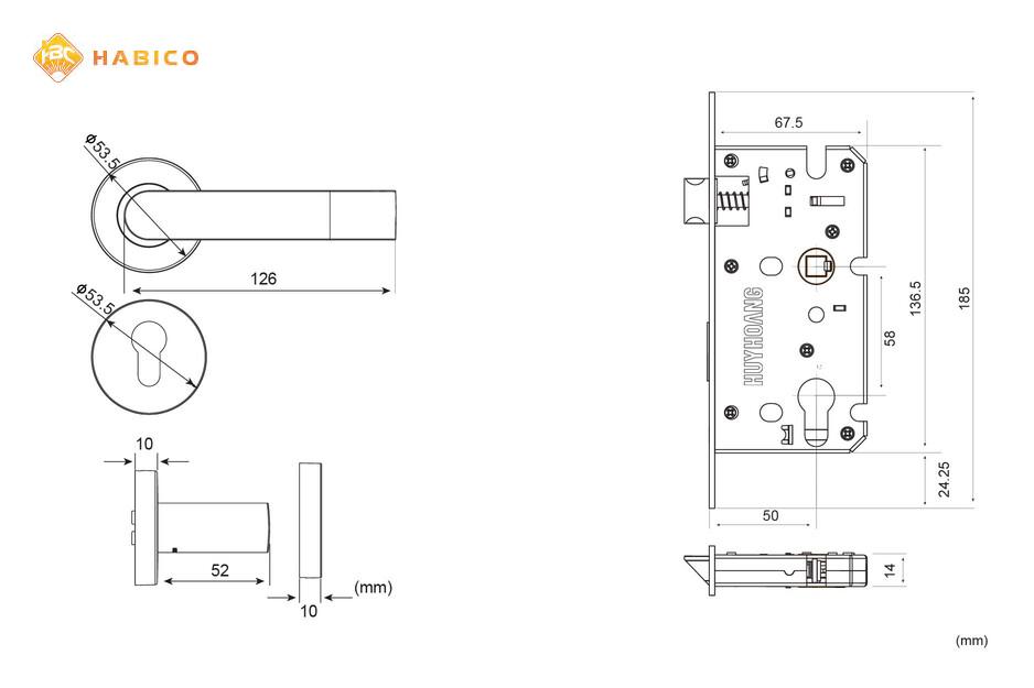 Thông số kỹ thuật Khóa tay nắm phân thể SS 5810 mạ đồng đen