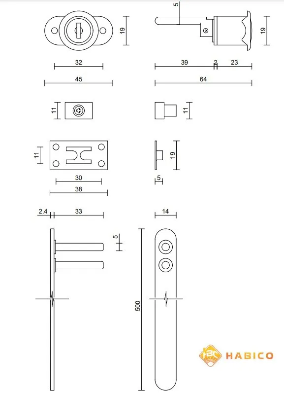 Thông số kỹ thuật khóa 3 ngăn Vickini 03288.500