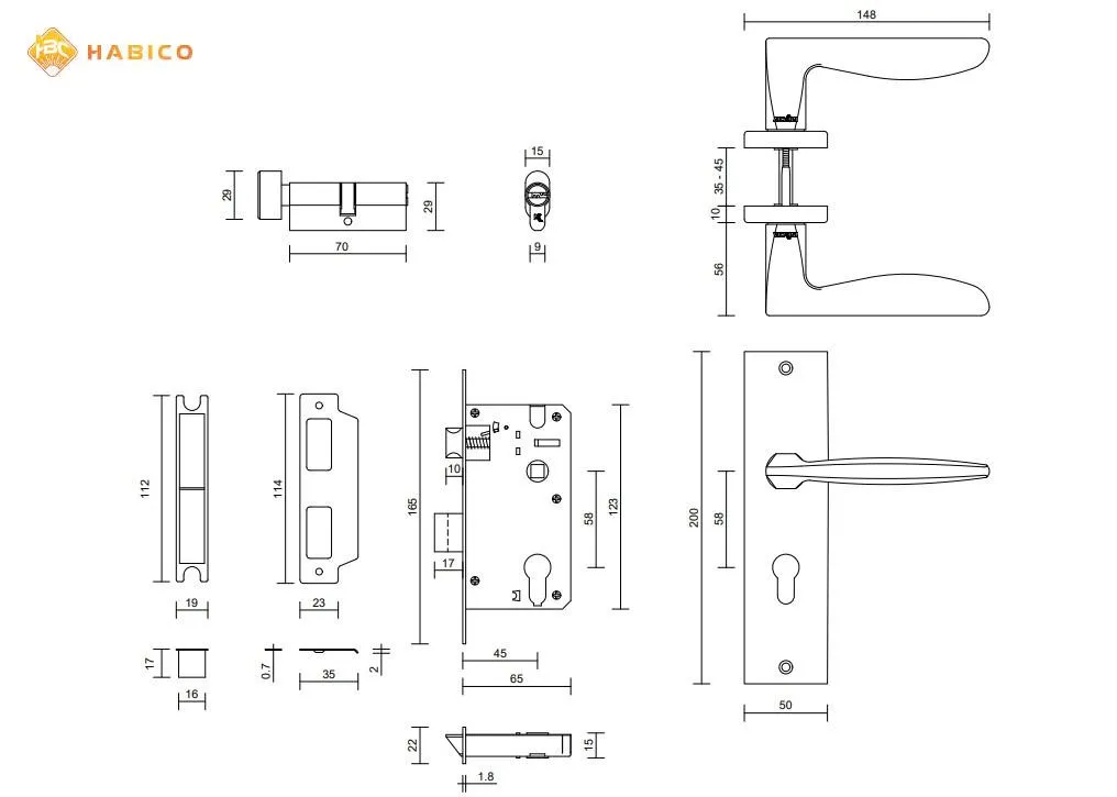 Thông số kỹ thuật khóa cửa nẹp VICKINI 32015