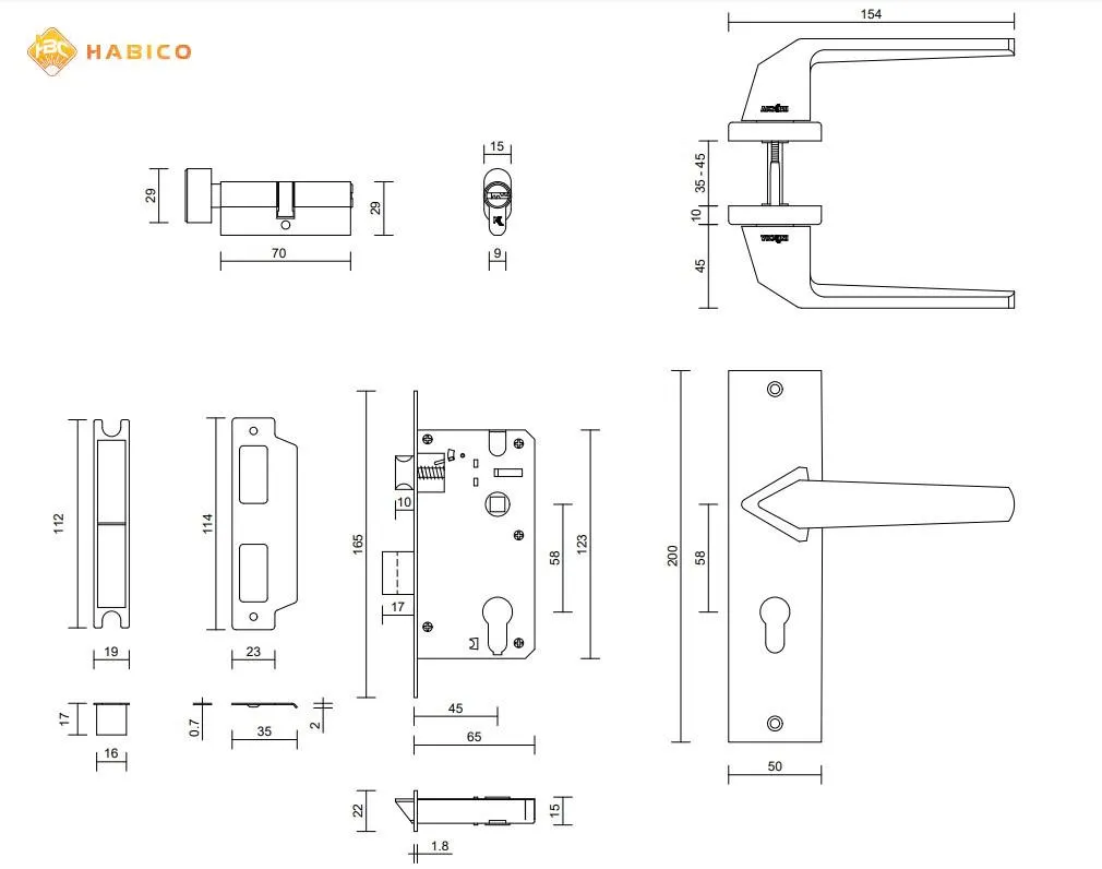 Thông số kỹ thuật khóa cửa nẹp VICKINI 32018