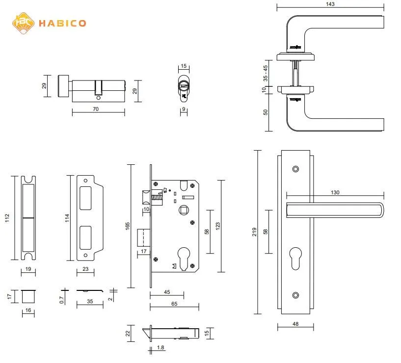 Thông số kỹ thuật khóa cửa nẹp VICKINI 32020