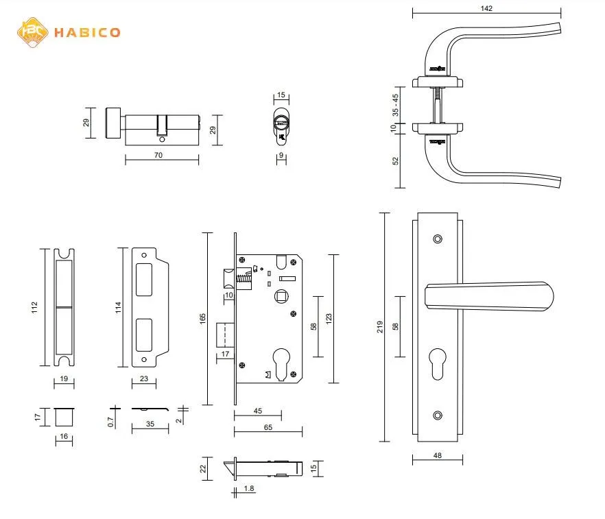 Thông số kỹ thuật khóa cửa nẹp VICKINI 32021