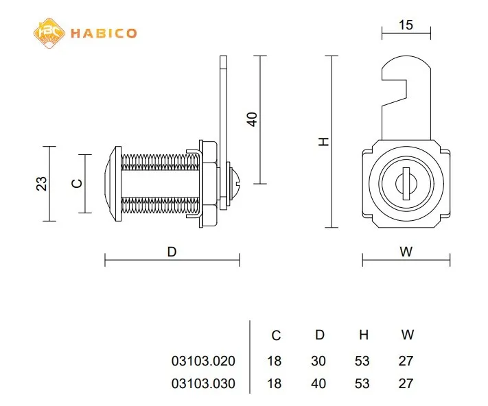 Thông số kỹ thuật khóa tủ cốp Vickini 03103