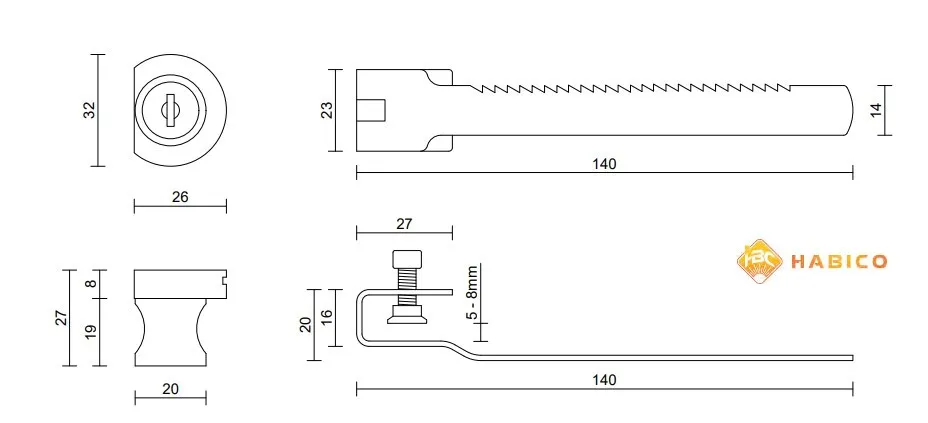 Thông số kỹ thuật khóa tủ kính Vickini 03318.001