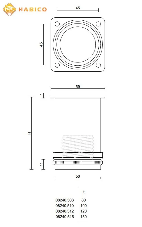 thông số kỹ thuật chân tủ bếp 08240