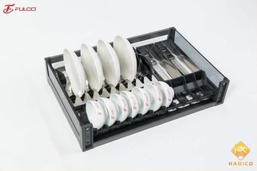 Giá bát đĩa inox hộp vách kính cường lực fca02 b