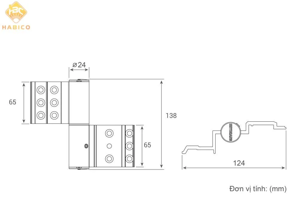 Thông số kỹ thuật Bản lề 2D dài 2 cánh hệ xingfa Sơn Trắng