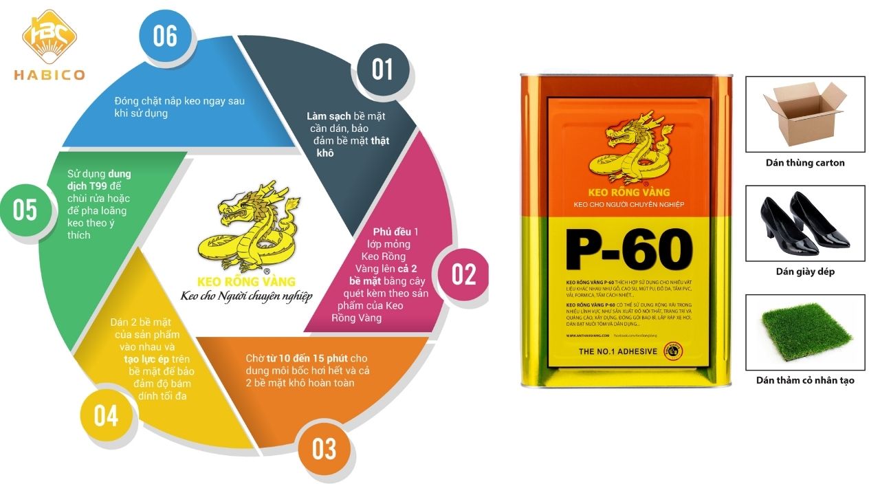 Hướng dẫn sử dụng keo Rồng Vàng P60 Hướng dẫn sử dụng keo Rồng Vàng P60