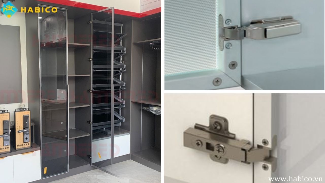 Bản lề tủ cánh kính khung nhôm đang được ưa chuộng hiện nay