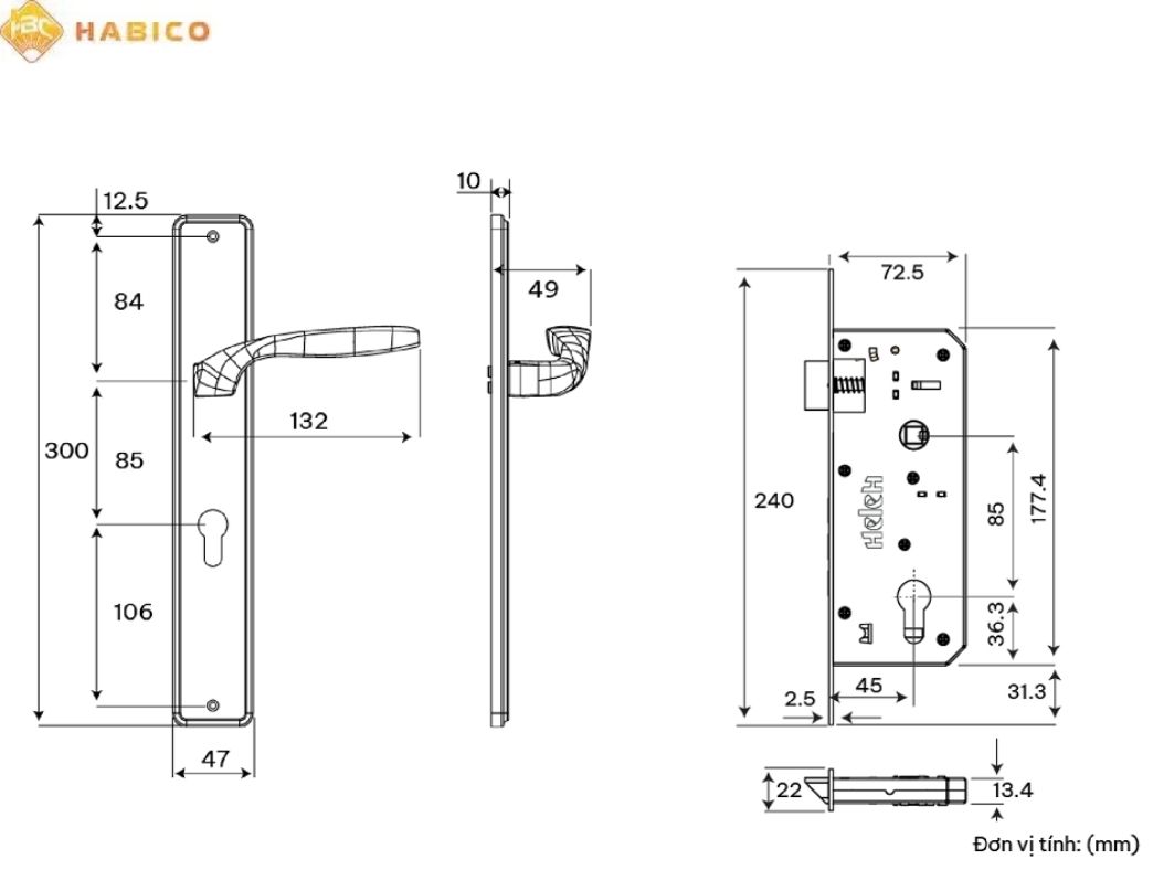 Thông số kỹ thuật Tay Nắm Huy Hoàng HCC 85 Diamond