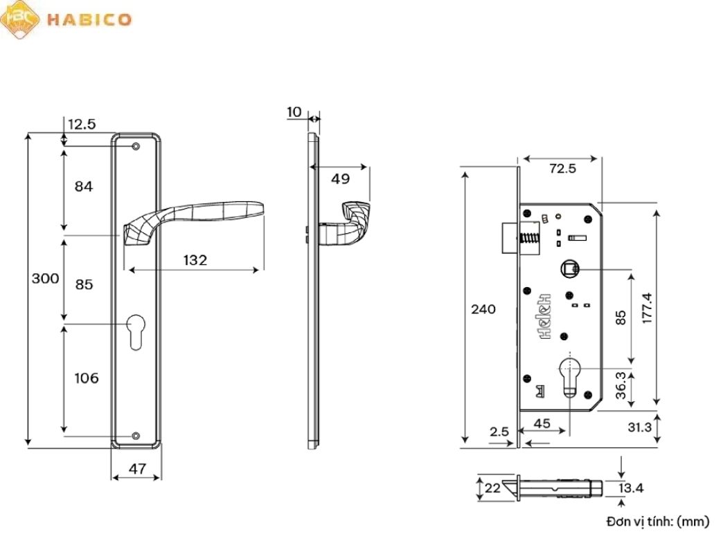 Thông số kỹ thuật Tay nắm HCP 85 Diamond