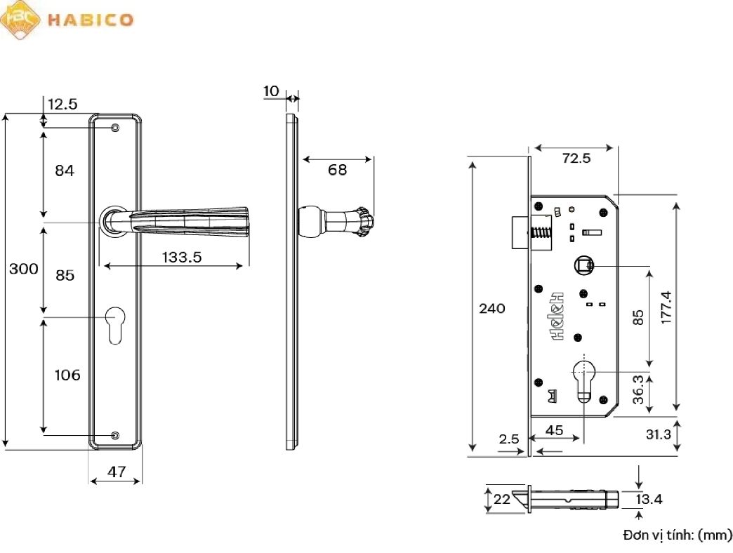 Thông số kỹ thuật Tay nắm HCP 85 Ruby
