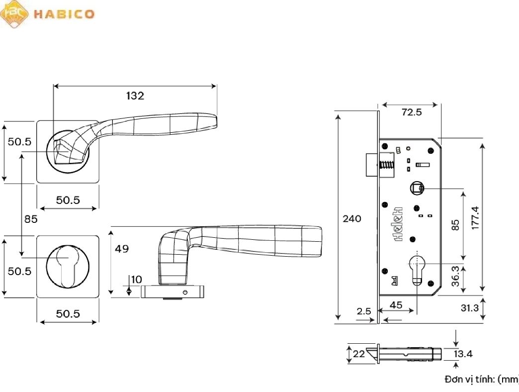 Thông số kỹ thuật Tay nắm phân thể HCC 85 Diamond